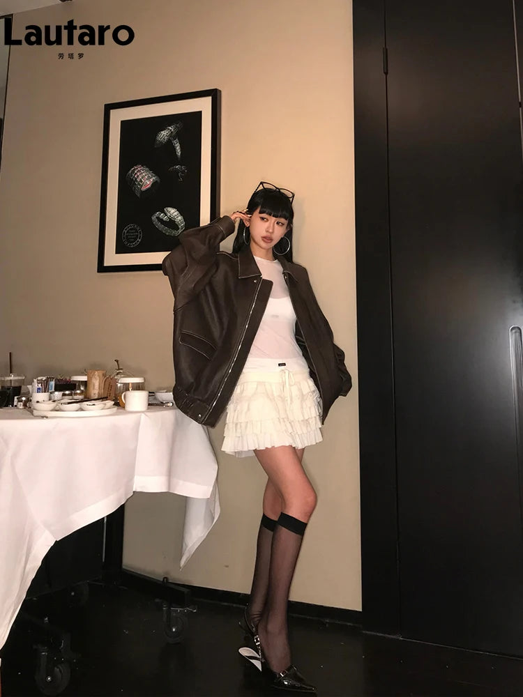 Lautaro Women’s Retro Faux Leather Oversized Jacket